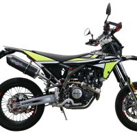 Exhaust compatible with Fantic Motor XMF Motard 125 Competition/Performance 2021-2024, Furore Evo4 Poppy, Slip-on exhaust including removable db killer and link pipe, not EPA-compliant 
