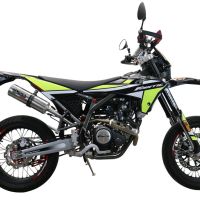 Exhaust compatible with Fantic Motor XEF 125 Enduro 125 Competition/Performance 2021-2024, M3 Inox , Slip-on exhaust including removable db killer and link pipe, not EPA-compliant 