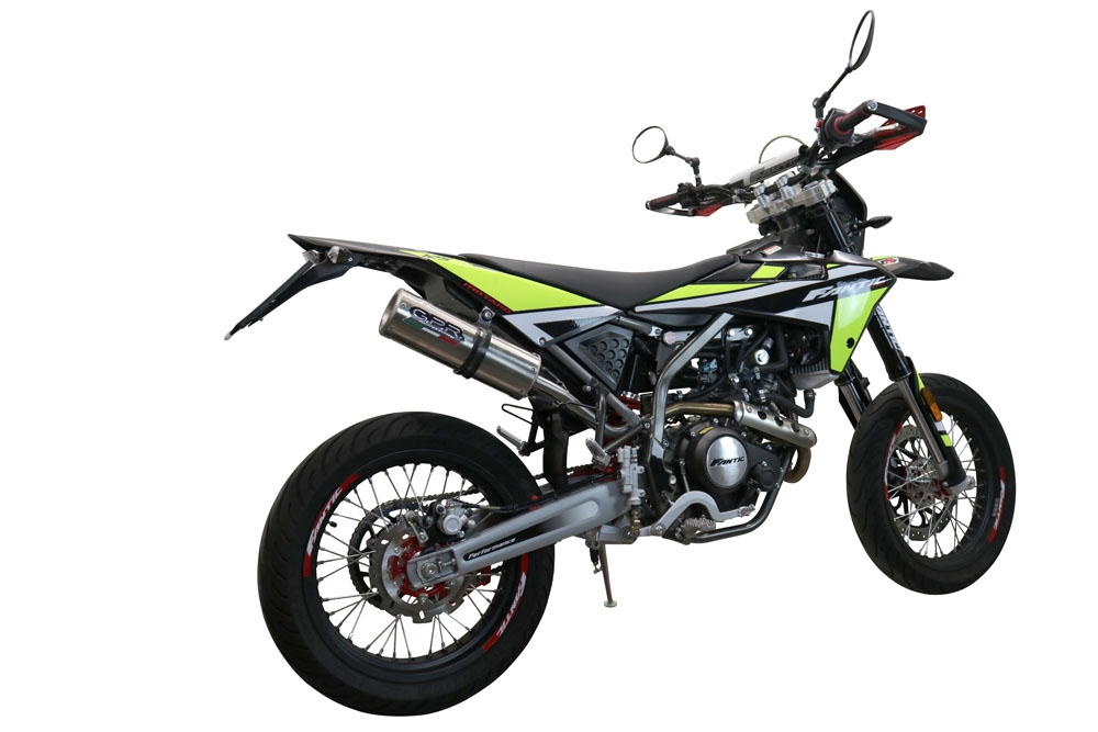 Exhaust compatible with Fantic Motor XEF 125 Enduro 125 Competition/Performance 2021-2024, M3 Inox , Slip-on exhaust including removable db killer and link pipe, not EPA-compliant 