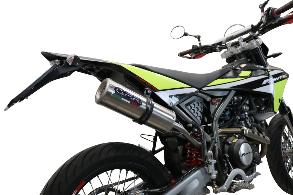 Exhaust compatible with Fantic Motor XEF 125 Enduro 125 Competition/Performance 2021-2024, M3 Inox , Slip-on exhaust including removable db killer and link pipe, not EPA-compliant 