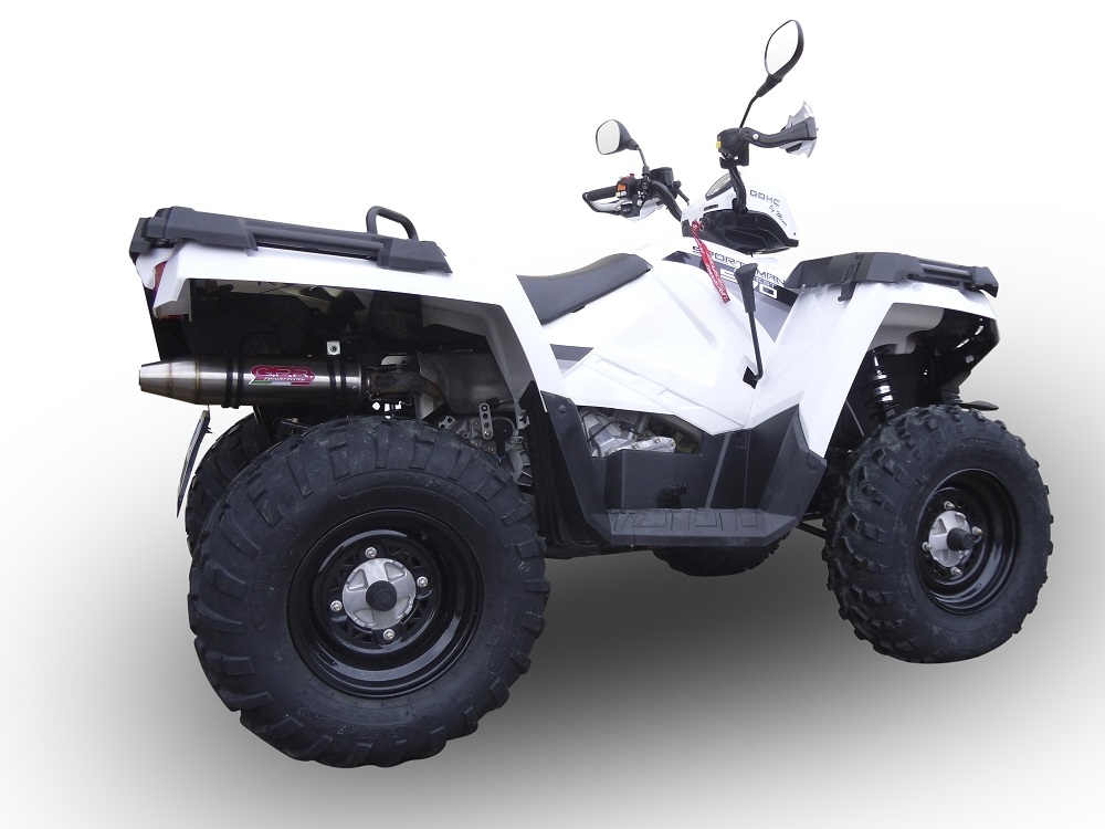 Exhaust compatible with Polaris Sportsman 550 XP 2011-2016, Deeptone Atv, Silencer to install with original manifold exhaust including removable db killer and link pipe 