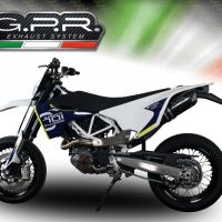 Exhaust compatible with Husqvarna Supermoto 701 2021-2024, Furore Evo4 Poppy, Slip-on exhaust including link pipe and removable db killer 
