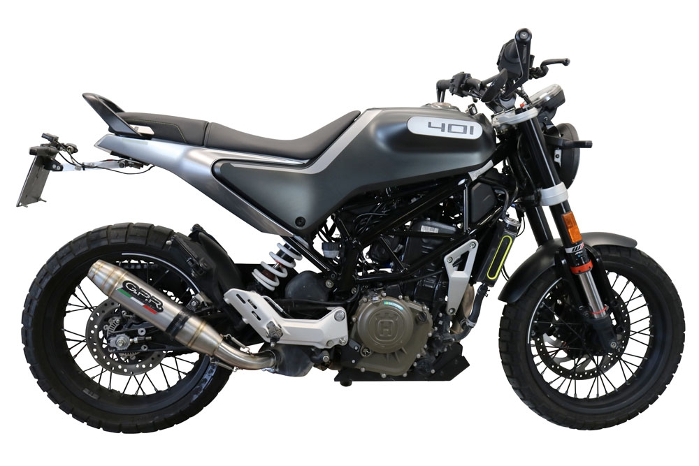 Exhaust compatible with Husqvarna Svartpilen 401 2021-2023, Deeptone Inox, Slip-on exhaust including removable db killer and link pipe, EPA-compliant 
