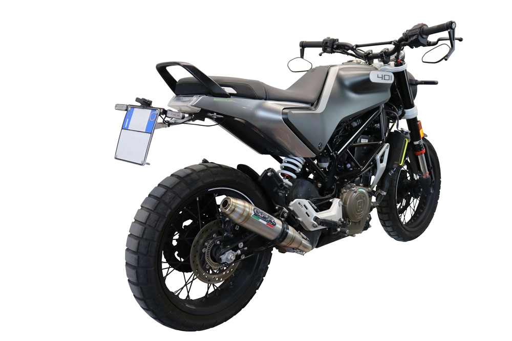 Exhaust compatible with Husqvarna Svartpilen 401 2021-2023, Deeptone Inox, Slip-on exhaust including removable db killer and link pipe, EPA-compliant 