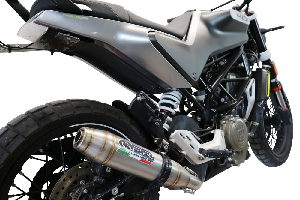 Exhaust compatible with Husqvarna Svartpilen 401 2021-2023, Deeptone Inox, Slip-on exhaust including removable db killer and link pipe, EPA-compliant 