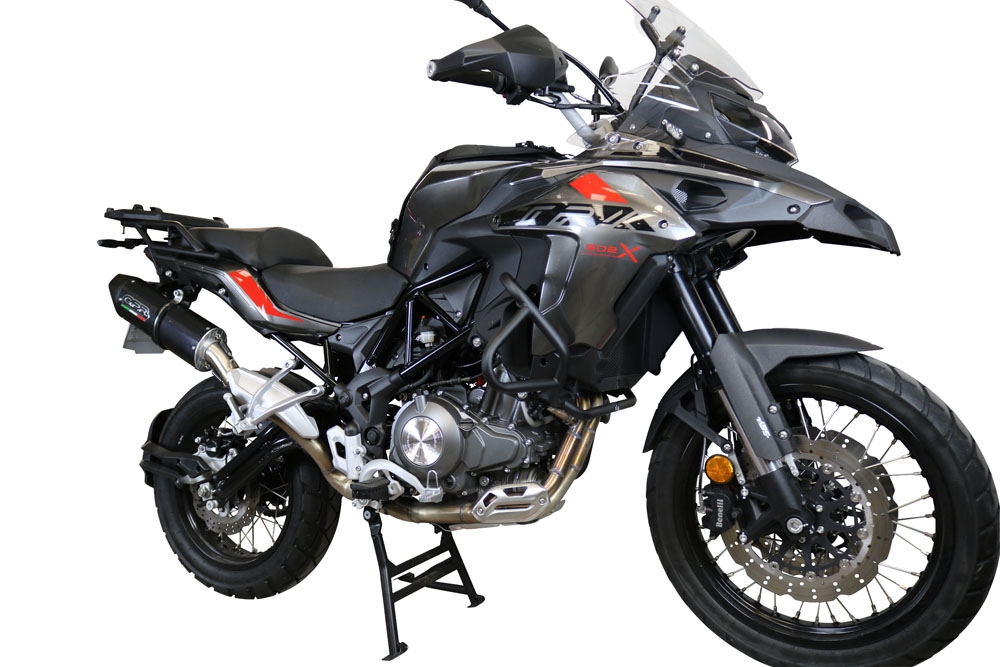 Exhaust compatible with Benelli Trk 502 X 2017-2020, Furore Evo4 Nero, Slip-on exhaust including removable db killer and link pipe 