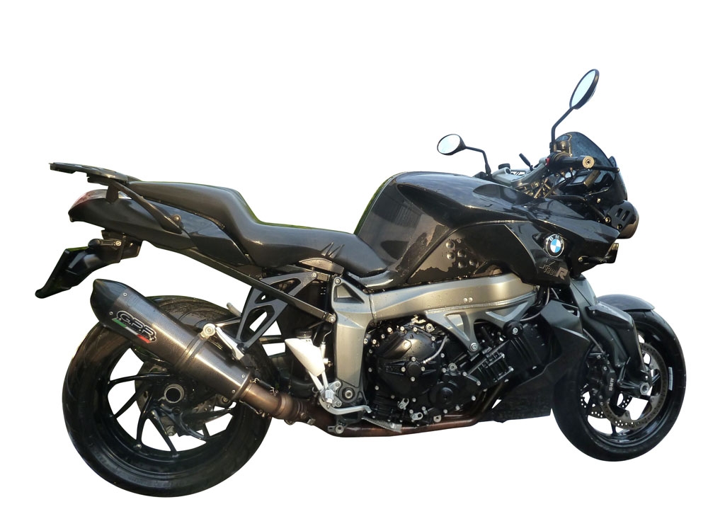 Exhaust compatible with Bmw K1300S K1300R 2009-2014, Gpe Ann. Poppy, Slip-on exhaust including removable db killer and link pipe 
