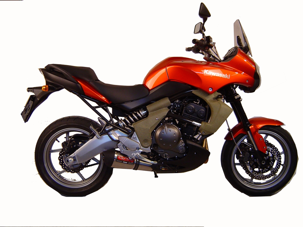 Exhaust compatible with Kawasaki Versys 650 2006-2014, Gpe Ann. titanium, Slip-on exhaust including removable db killer and link pipe 