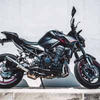 Exhaust compatible with Kawasaki Z-900 2017-2024, M3 Black Titanium, Slip-on exhaust including removable db killer and link pipe, EPA-compliant 
