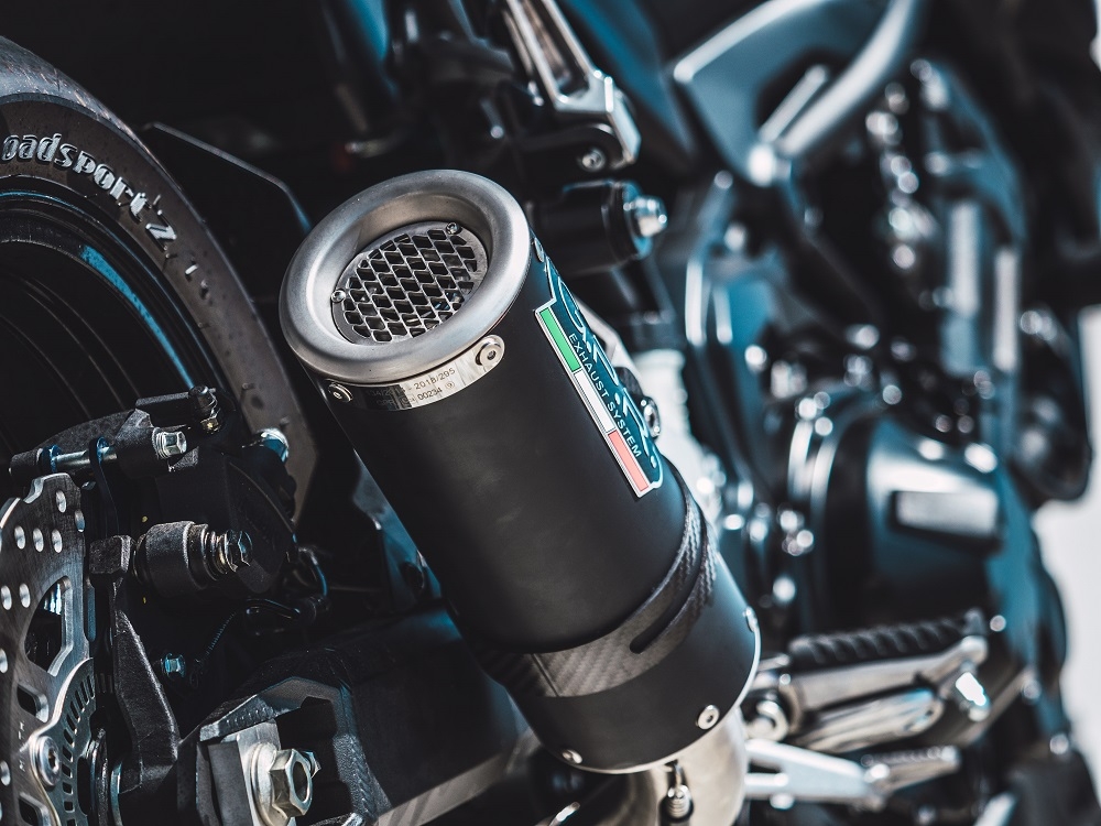 Exhaust compatible with Kawasaki Z-900 2017-2024, M3 Black Titanium, Slip-on exhaust including removable db killer and link pipe, EPA-compliant 