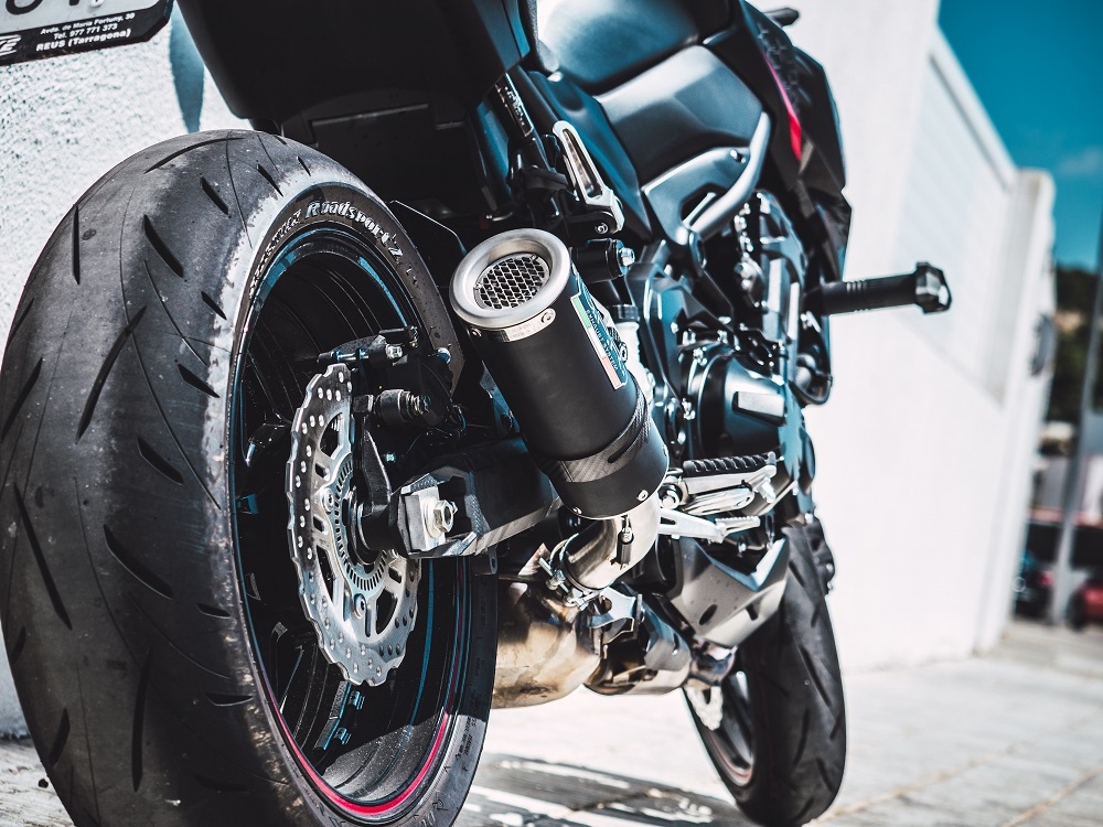 Exhaust compatible with Kawasaki Z-900 2017-2024, M3 Black Titanium, Slip-on exhaust including removable db killer and link pipe, EPA-compliant 
