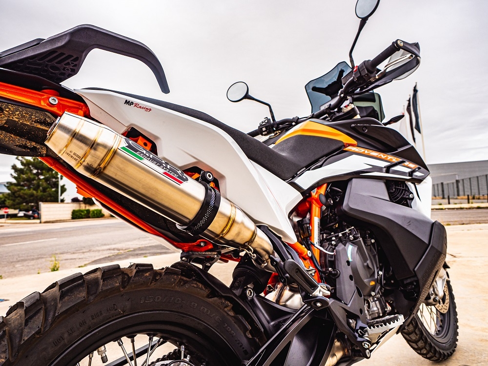 Exhaust compatible with Ktm 890 Adventure R/Rally 2025-2026, Deeptone Inox, Slip-on exhaust including link pipe 