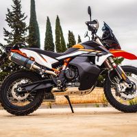 Exhaust compatible with Husqvarna Norden 901 2022-2024, Dual Poppy, Slip-on exhaust including removable db killer and link pipe 