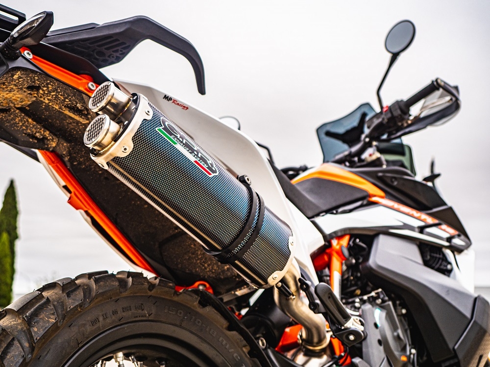 Exhaust compatible with Husqvarna Norden 901 2022-2024, Dual Poppy, Slip-on exhaust including removable db killer and link pipe 