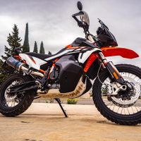 Exhaust compatible with Husqvarna Norden 901 2022-2024, Dual Poppy, Slip-on exhaust including removable db killer and link pipe 