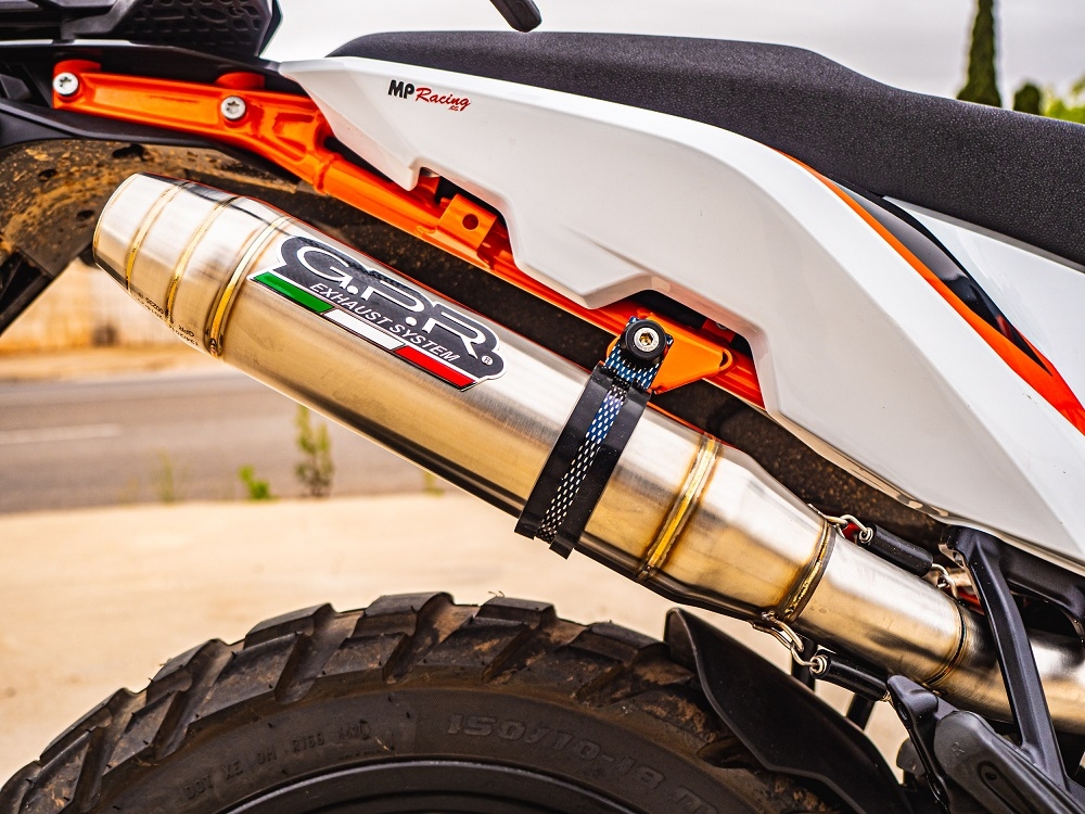 Exhaust compatible with Ktm 890 Adventure R/Rally 2025-2026, Deeptone Inox, Slip-on exhaust including link pipe 