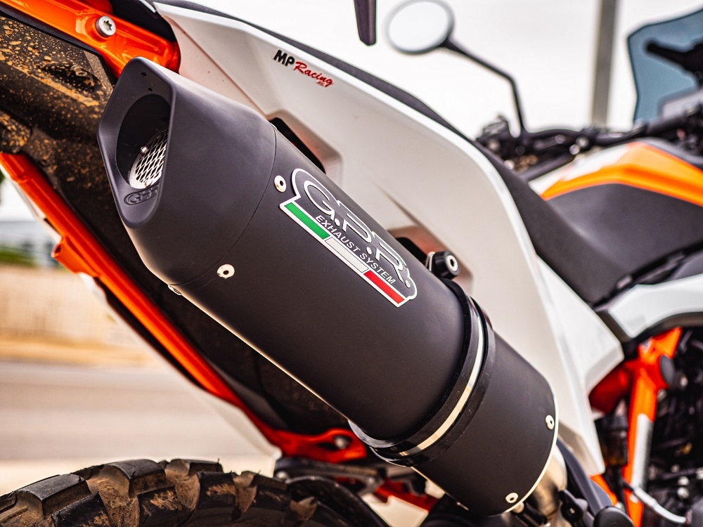 Exhaust compatible with Ktm 890 Adventure R/Rally 2025-2026, Furore Evo4 Nero, Slip-on exhaust including removable db killer and link pipe, EPA-compliant 