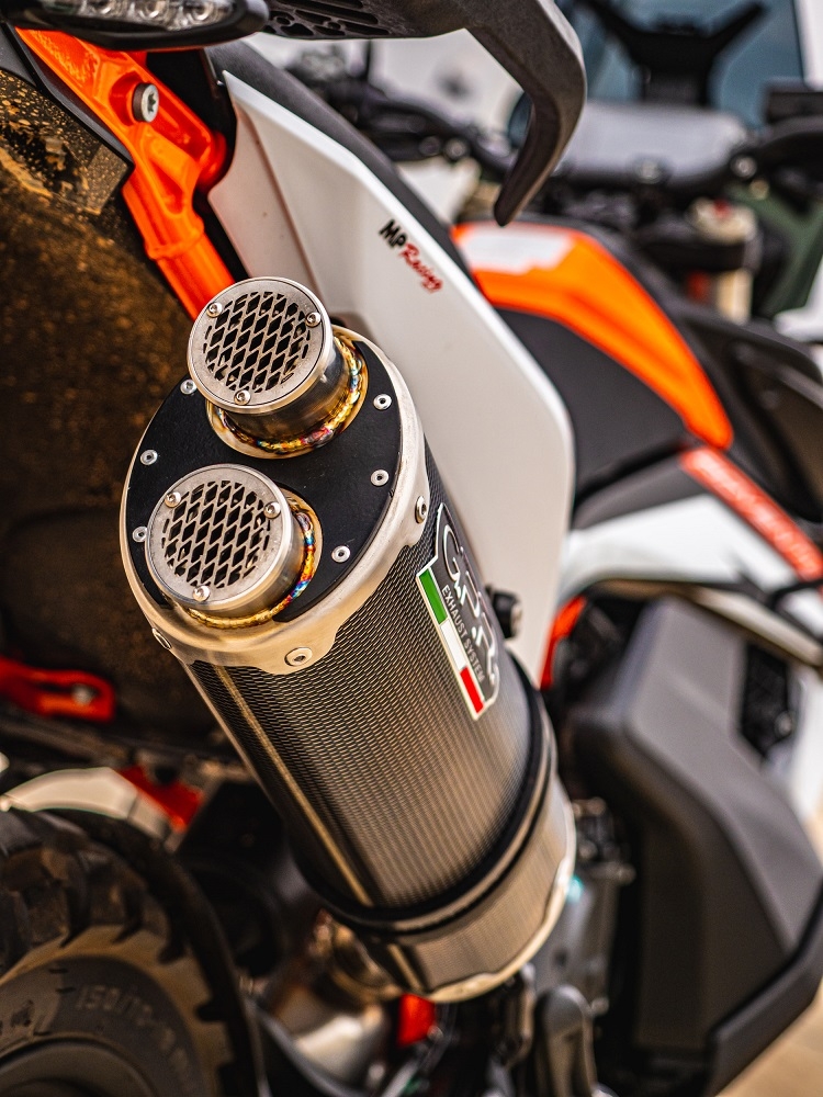 Exhaust compatible with Husqvarna Norden 901 2022-2024, Dual Poppy, Slip-on exhaust including removable db killer and link pipe 
