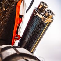 Exhaust compatible with Husqvarna Norden 901 2022-2024, Dual Poppy, Slip-on exhaust including removable db killer and link pipe 
