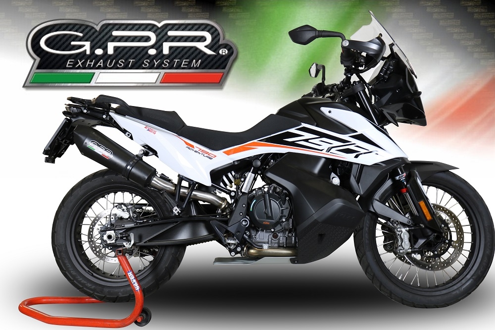 Exhaust compatible with Ktm 790 Adventure 2018-2020, GP Evo4 Black Titanium, Slip-on exhaust including removable db killer and link pipe 