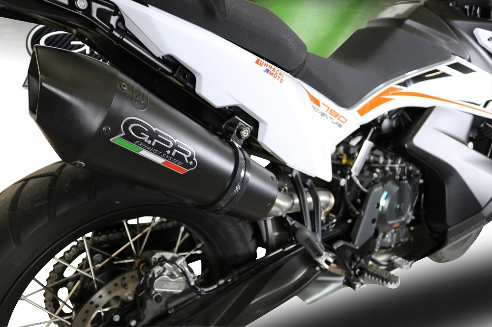 Exhaust compatible with Ktm 790 Adventure 2018-2020, GP Evo4 Black Titanium, Slip-on exhaust including removable db killer and link pipe 