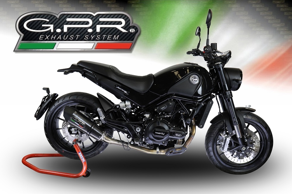 Exhaust compatible with Benelli Leoncino 500 2017-2024, GP Evo4 Poppy, Slip-on exhaust including removable db killer and link pipe 