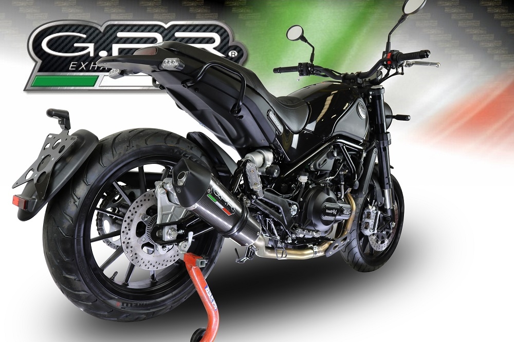 Exhaust compatible with Benelli Leoncino 500 2017-2024, GP Evo4 Poppy, Slip-on exhaust including removable db killer and link pipe 