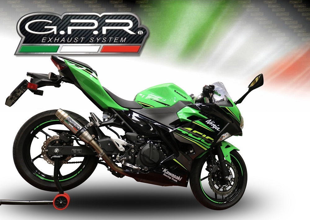Exhaust compatible with Kawasaki Ninja 500 2023-2025, Deeptone Inox, Slip-on exhaust including removable db killer and link pipe 