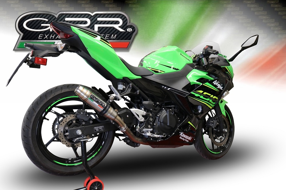 Exhaust compatible with Kawasaki Ninja 500 2023-2025, Deeptone Inox, Slip-on exhaust including removable db killer and link pipe 