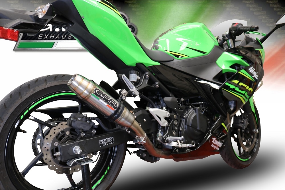 Exhaust compatible with Kawasaki Ninja 500 2023-2025, Deeptone Inox, Slip-on exhaust including removable db killer and link pipe 