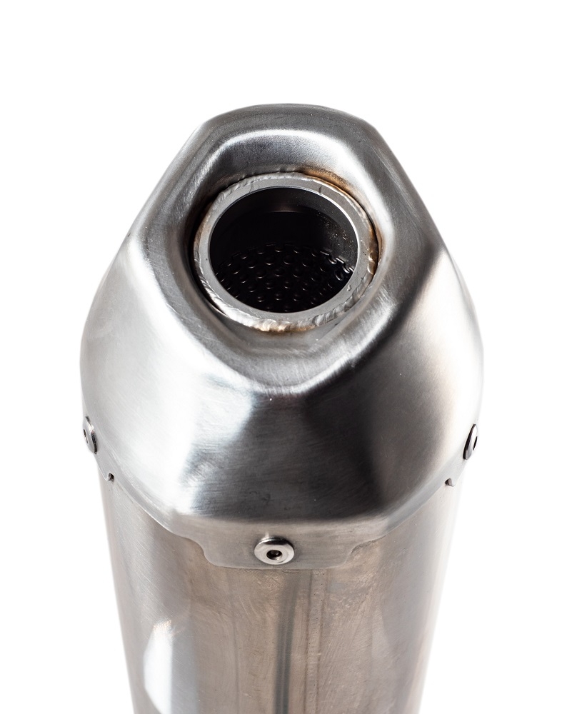Exhaust compatible with Yamaha WR450F 2012-2015, Pentacross Inox, Slip-on exhaust, including link pipe and removable db killer spark/arrestor 