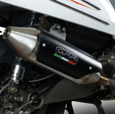 GPR escape compatible con  Kymco Myroad 700 2012-2016, Power Bomb, Escape legal, homologado, silenciador con db killer desmontable y tubo de conexión específico 