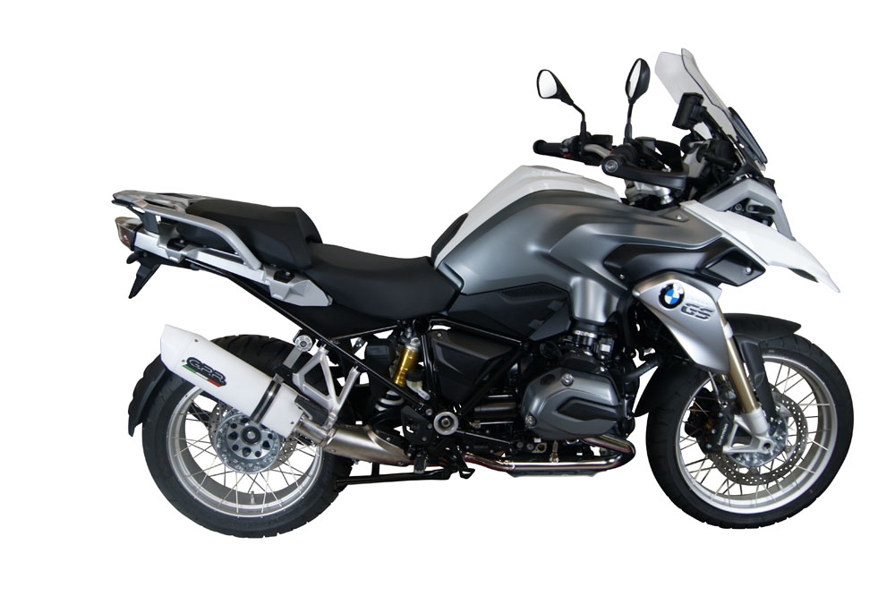 Exhaust compatible with Bmw R1200GS - Adventure 2014-2016, Albus Ceramic, Slip-on exhaust including removable db killer and link pipe 