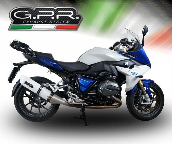Exhaust compatible with Bmw R1200RS LC 2015-2016, Albus Ceramic, Slip-on exhaust including removable db killer and link pipe, EPA-compliant 