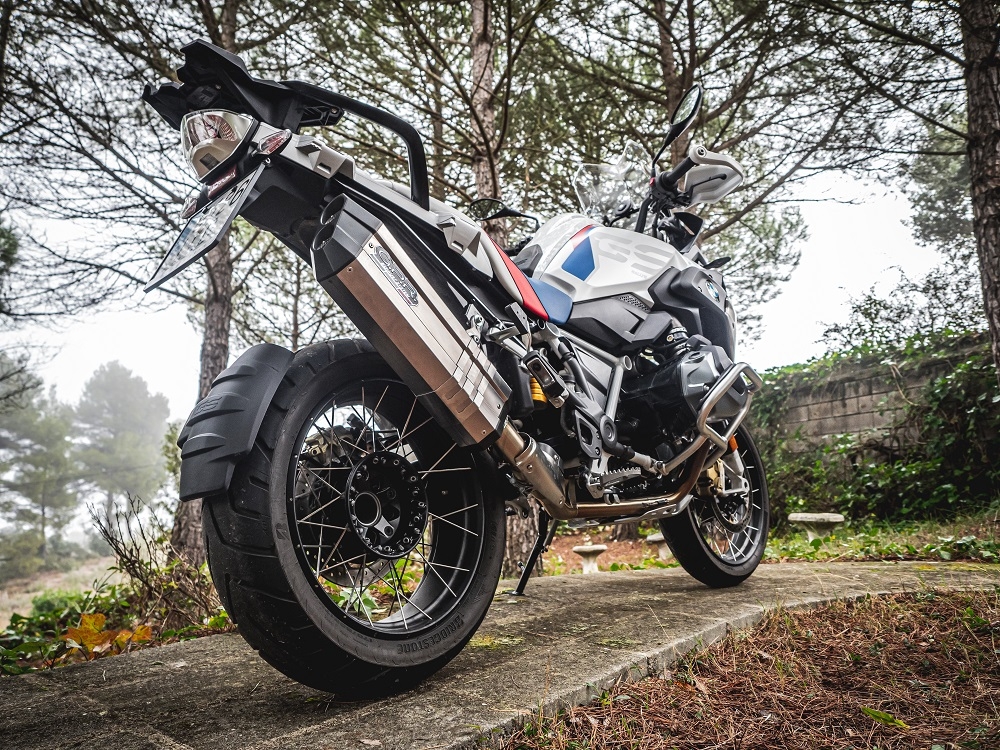 Exhaust compatible with Bmw R1250GS - Adventure 2021-2024, Hyper Sonic Titanium, Slip-on exhaust including removable db killer and link pipe 