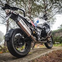 Exhaust compatible with Bmw R1250GS - Adventure 2021-2024, Hyper Sonic Titanium, Slip-on exhaust including removable db killer and link pipe 