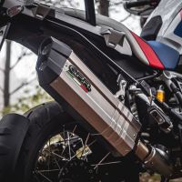 Exhaust compatible with Bmw R1250GS - Adventure 2021-2024, Hyper Sonic Titanium, Slip-on exhaust including removable db killer and link pipe 