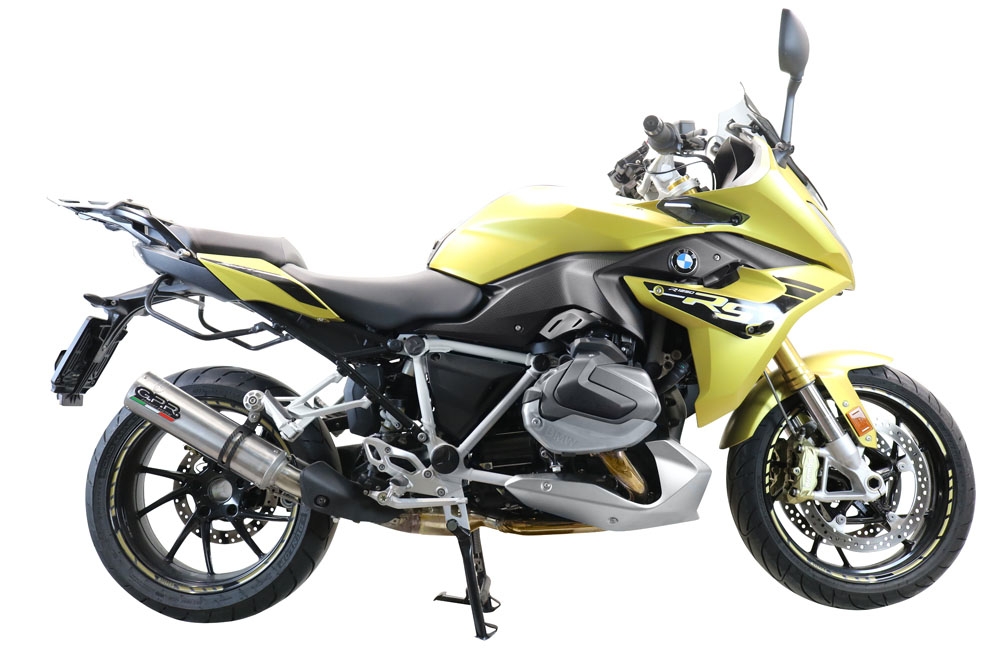 Exhaust compatible with Bmw R1250R R1250RS 2021-2024, M3 Titanium Natural, Slip-on exhaust including removable db killer and link pipe 