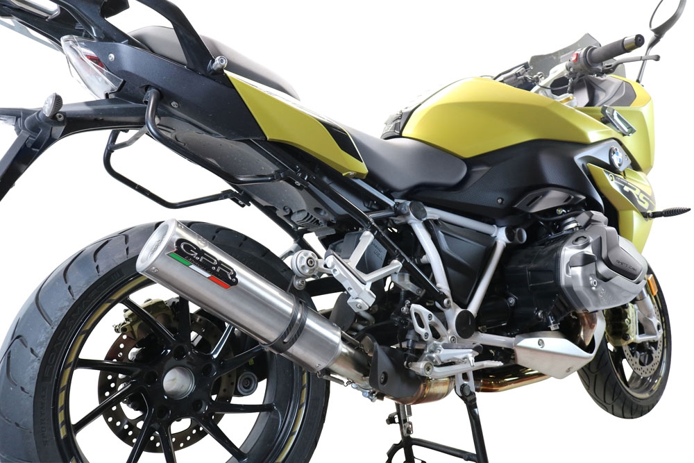 Exhaust compatible with Bmw R1250R R1250RS 2021-2024, M3 Titanium Natural, Slip-on exhaust including removable db killer and link pipe 