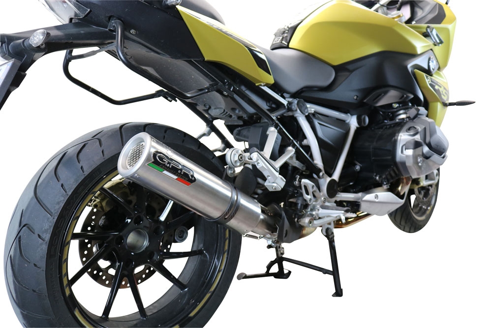 Exhaust compatible with Bmw R1250R R1250RS 2021-2024, M3 Titanium Natural, Slip-on exhaust including removable db killer and link pipe 