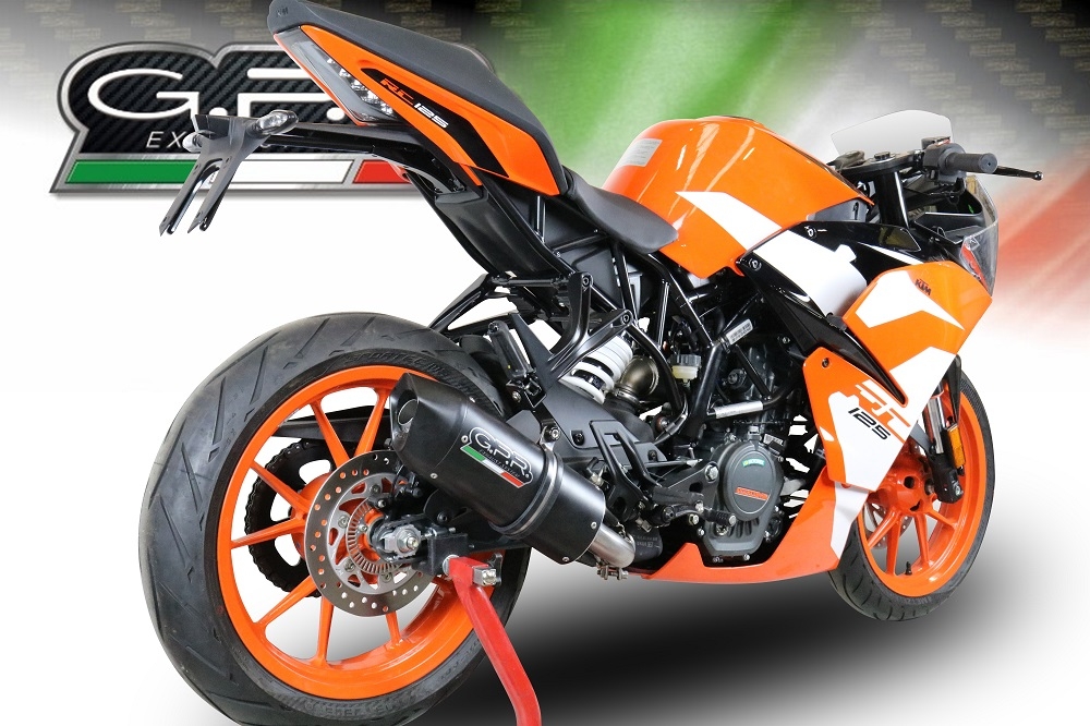 Exhaust compatible with Ktm RC 390 2017-2020, Furore Evo4 Nero, Slip-on exhaust including removable db killer and link pipe 