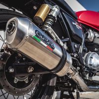 GPR exhaust compatible with  Royal Enfield Interceptor 650 2021-2025, Satinox, Dual slip-on exhausts including removable db killers and link pipes 