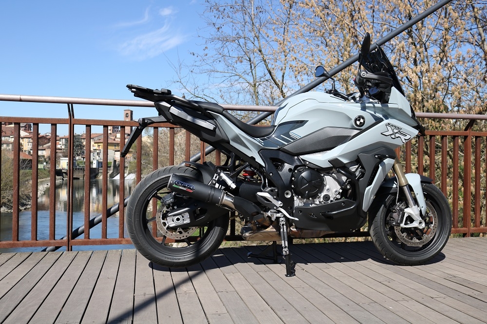 Exhaust compatible with Bmw S1000XR 2020-2025, M3 Black Titanium, Slip-on exhaust including removable db killer and link pipe 