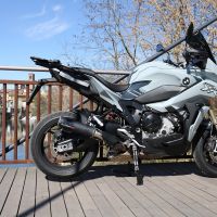 Exhaust compatible with Bmw S1000XR 2020-2025, M3 Black Titanium, Slip-on exhaust including removable db killer and link pipe 