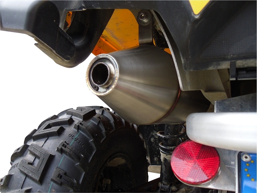 Exhaust compatible with Can Am Outlander 500 2013-2015, Deeptone Atv, Slip-on exhaust including removable db killer and link pipe, EPA-compliance NOT required 