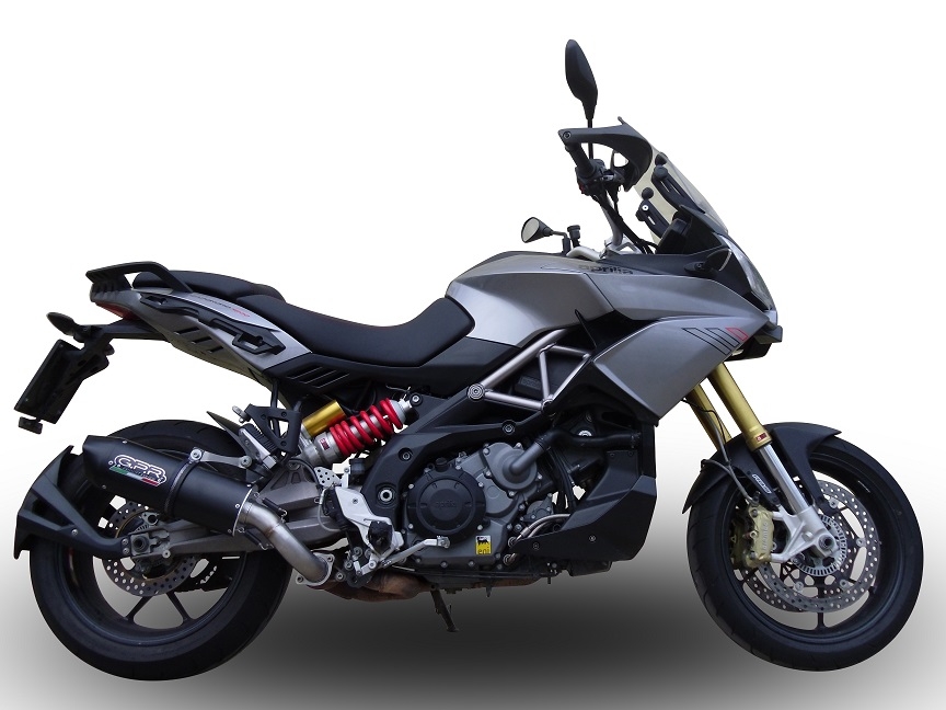 Exhaust compatible with Aprilia Caponord 1200 2013-2016, Furore Nero, Slip-on exhaust including removable db killer and link pipe 