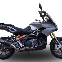 Exhaust compatible with Aprilia Caponord 1200 2013-2016, Furore Nero, Slip-on exhaust including removable db killer and link pipe 