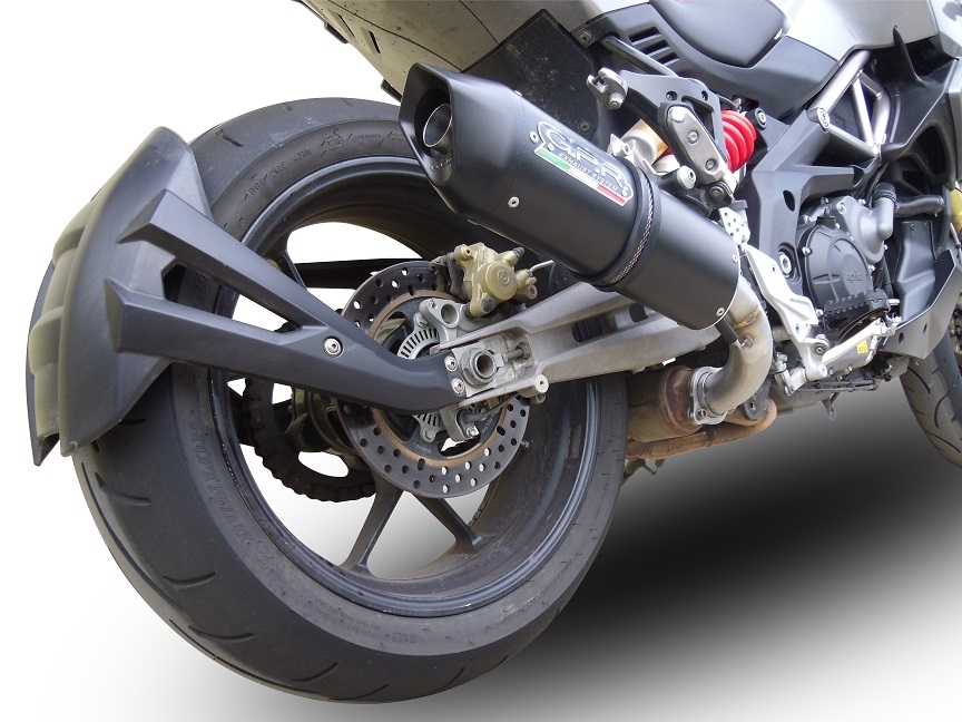 Exhaust compatible with Aprilia Caponord 1200 2013-2016, Furore Nero, Slip-on exhaust including removable db killer and link pipe 