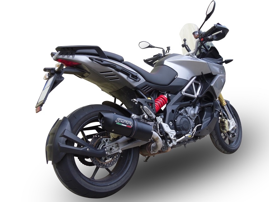 Exhaust compatible with Aprilia Caponord 1200 2013-2016, Furore Nero, Slip-on exhaust including removable db killer and link pipe 