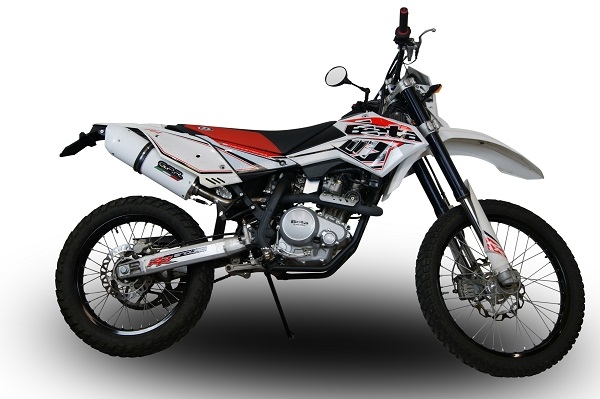 Exhaust compatible with Beta RR 125 Enduro Lc 4t 2010-2018, Albus Ceramic, Slip-on exhaust including removable db killer and link pipe, EPA-compliant 